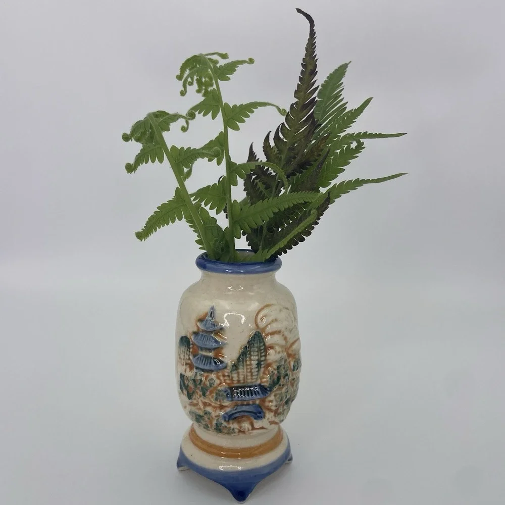 Japanese Miniature Bud Vase Hand Painted Porcelain 3.75